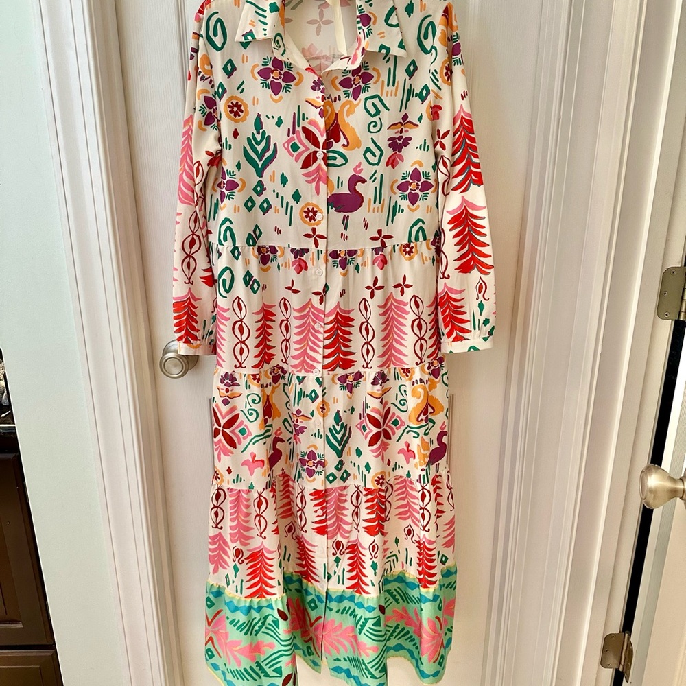 Sunday Up Tiered Floral Maxi Dress with Notched Collar